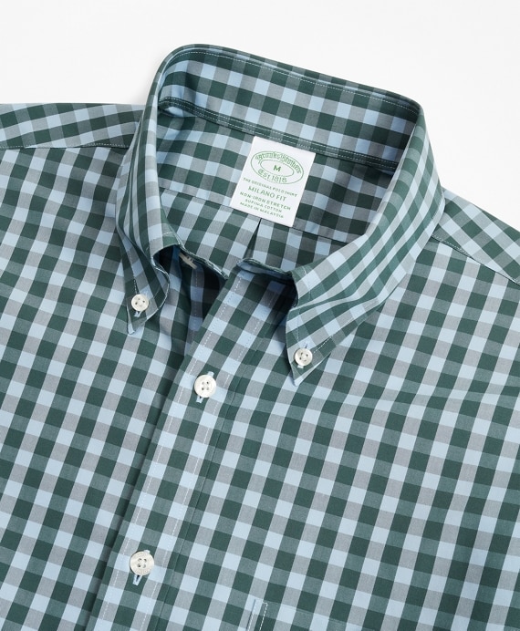 Stretch Milano Slim-Fit Sport Shirt, Non-Iron Gingham - Brooks Brothers Outlet
