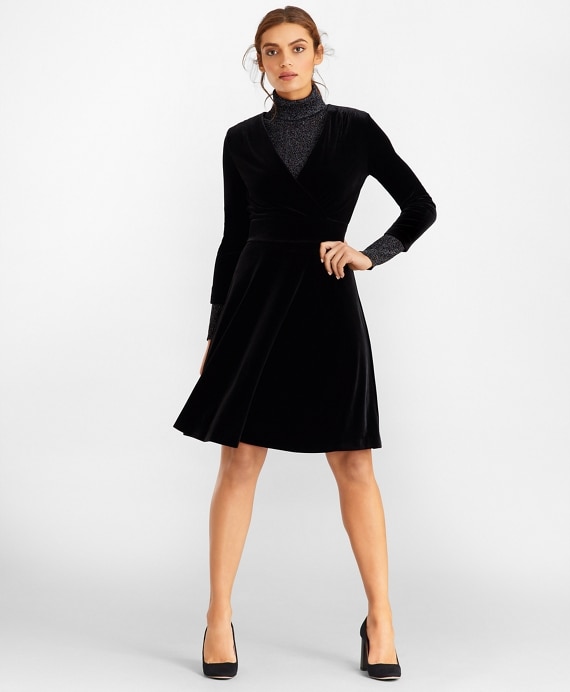 Velvet Faux Wrap Dress - Brooks Brothers Outlet