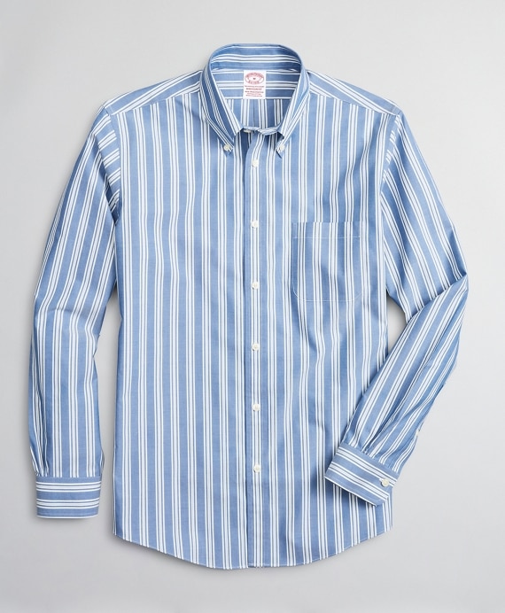 Stretch Madison Classic-Fit Sport Shirt, Non-Iron Awning Stripe - Brooks Brothers Outlet
