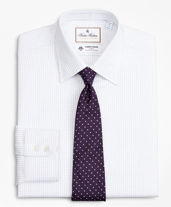 Luxury Collection Milano Slim-Fit Dress Shirt, Franklin Spread Collar Fine Windowpane - Brooks Brothers Outlet