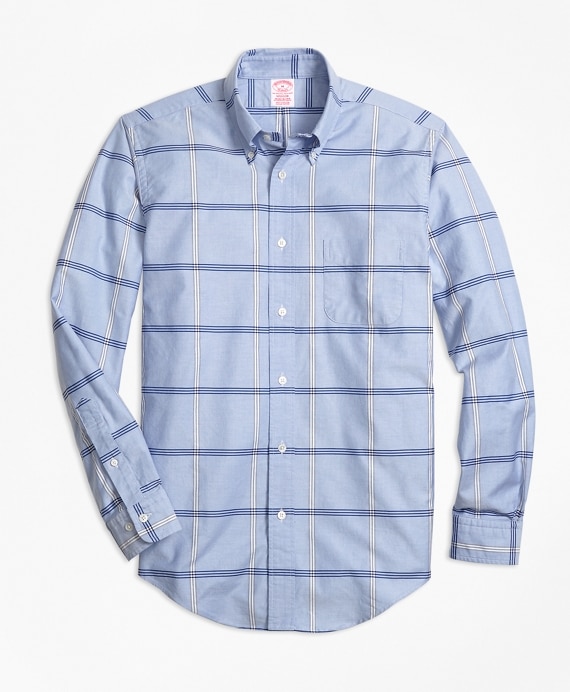 Madison Fit Oxford BB#1 Windowpane Sport Shirt - Brooks Brothers Outlet
