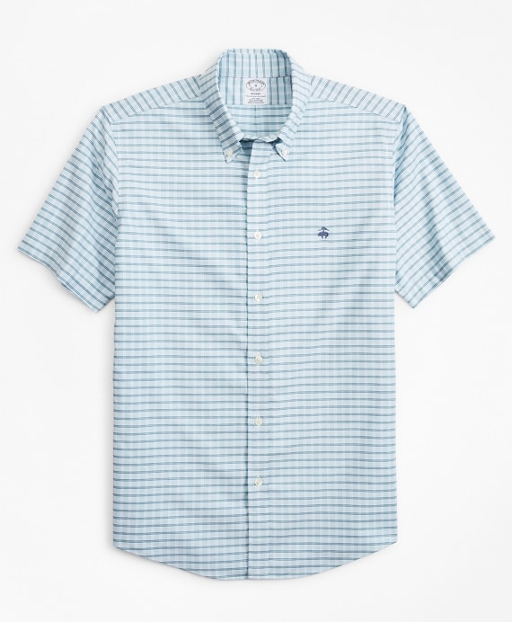 Stretch Regent Fitted Sport Shirt, Non-Iron Short-Sleeve Check - Brooks Brothers Outlet