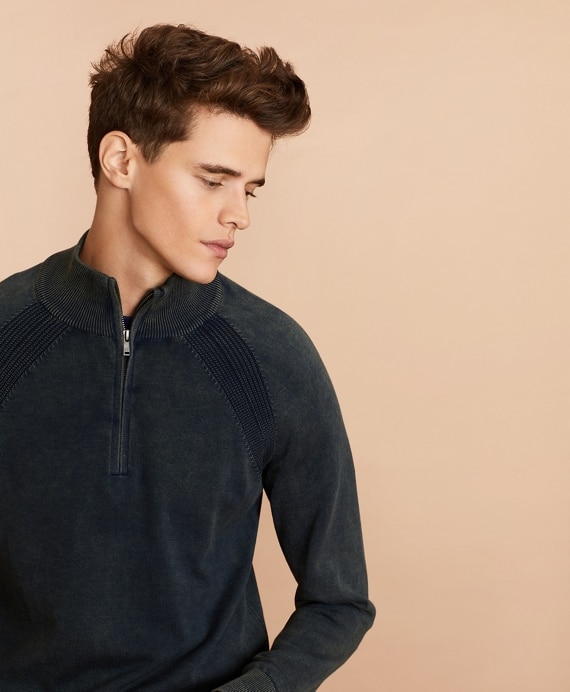 Acid Wash Half-Zip Sweater - Brooks Brothers Outlet