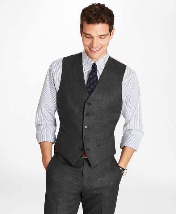 Wool Flannel Vest - Brooks Brothers Outlet