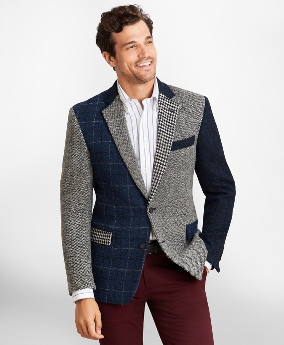 Regent Fit Harris Tweed Mixed Pattern Sport Coat - Brooks Brothers Outlet