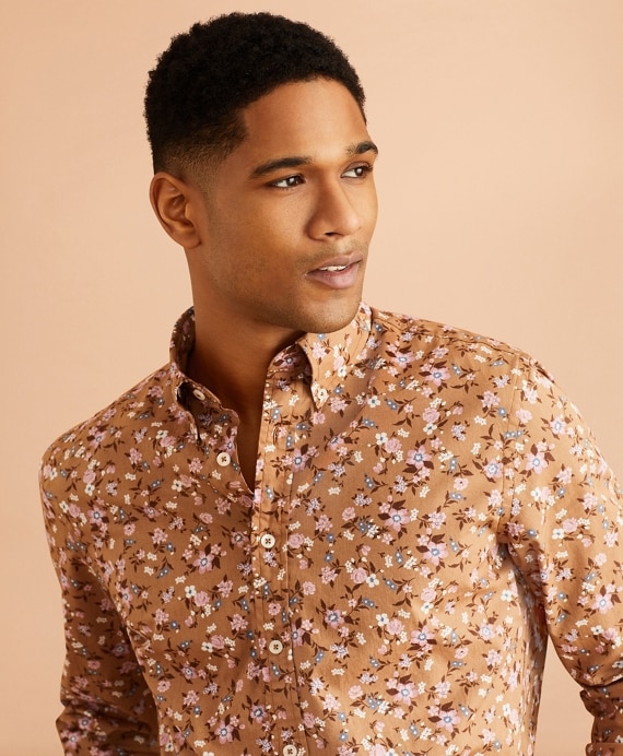 Floral-Print Poplin Shirt - Brooks Brothers Outlet
