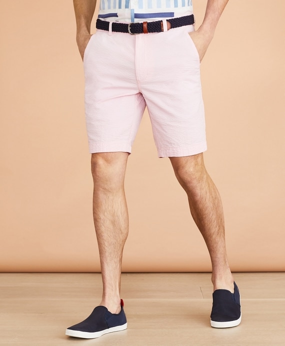 Cotton Seersucker Shorts - Brooks Brothers Outlet