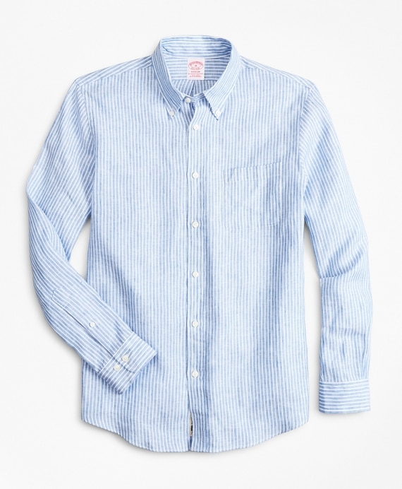 Madison Classic-Fit Sport Shirt, Irish Linen Stripe - Brooks Brothers Outlet