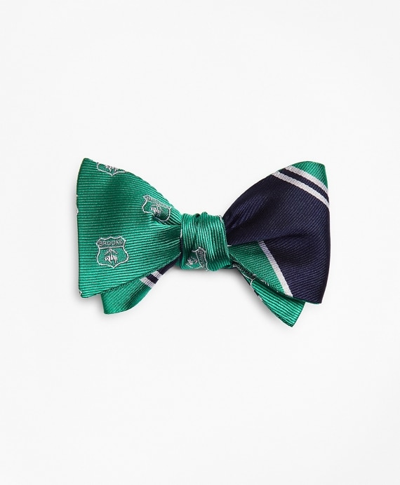 Crest with Stripe Reversible Bow Tie - Brooks Brothers Outlet