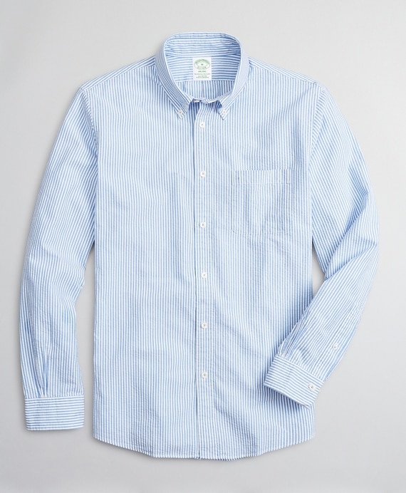 Milano Slim-Fit Sport Shirt, Seersucker Stripe - Brooks Brothers Outlet