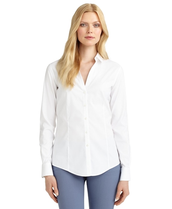 Petite Non-Iron Fitted Blouse - Brooks Brothers Outlet