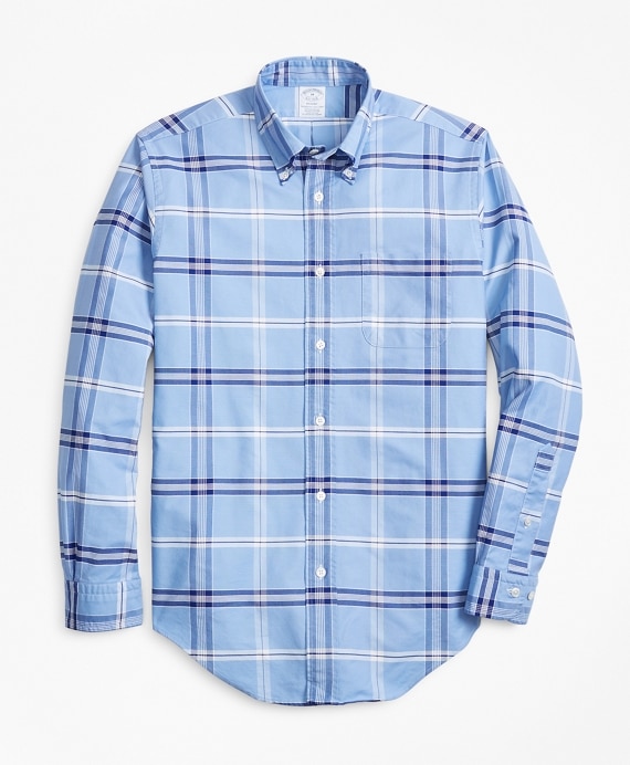 Regent Fit Oxford Windowpane Sport Shirt - Brooks Brothers Outlet
