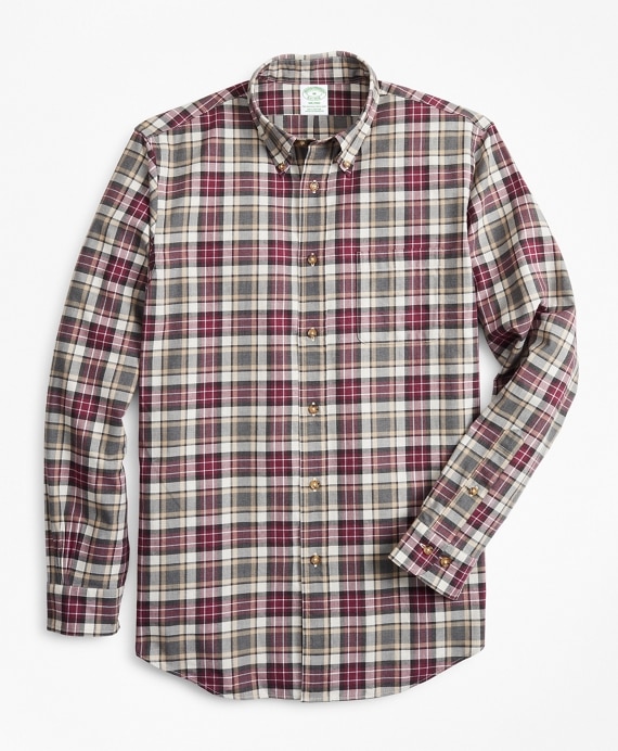 Milano Fit Multi-Plaid Brushed Flannel Sport Shirt - Brooks Brothers Outlet