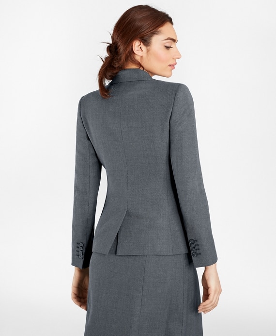 Petite Bird's-Eye Stretch-Wool One-Button Jacket - Brooks Brothers Outlet