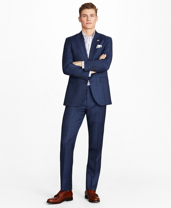 Milano Fit Three-Button Plaid 1818 Suit - Brooks Brothers Factory Outlet