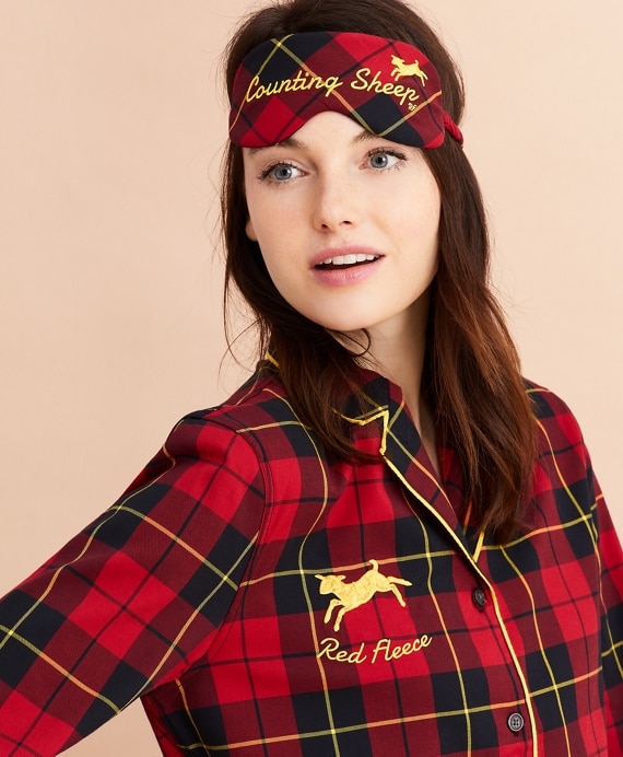 Tartan Cotton Twill Pajama & Eye-Mask Set - Brooks Brothers Outlet
