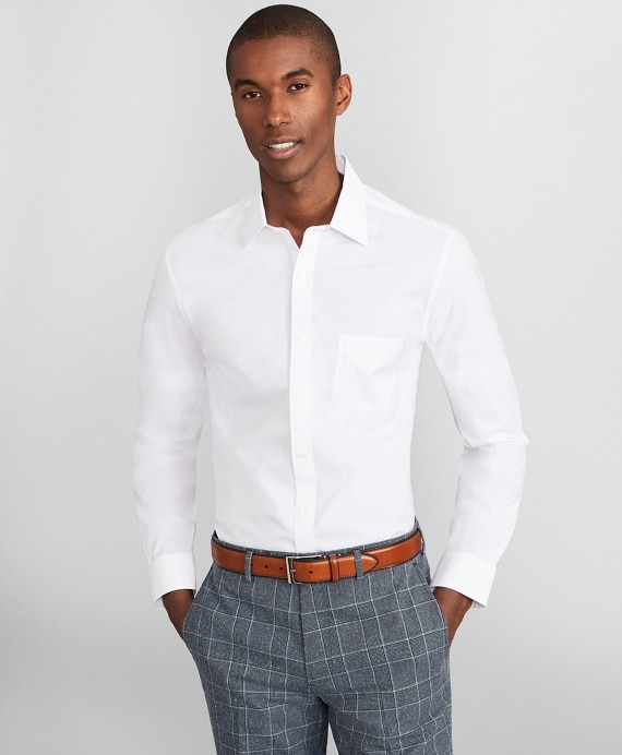 Milano Slim Fit Dress Shirt, Performance Non-Iron with COOLMAX&reg;, Ainsley Collar Broadcloth - Brooks Brothers Outlet