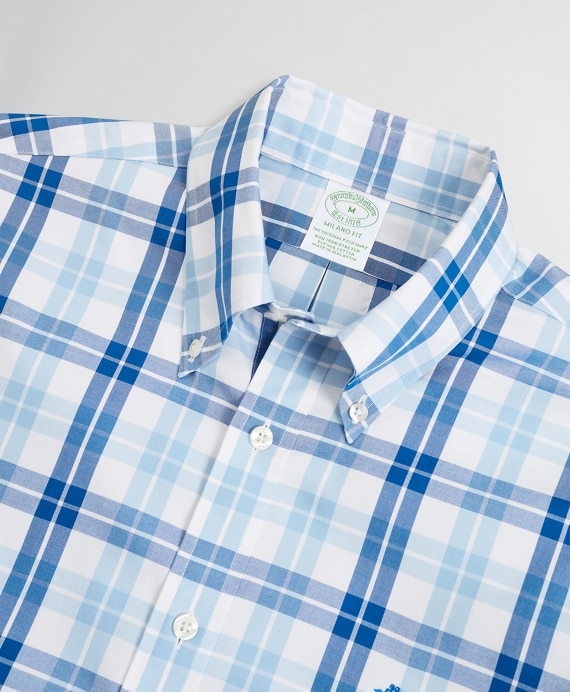 Stretch Milano Slim-Fit Sport Shirt, Non-Iron Check - Brooks Brothers Outlet