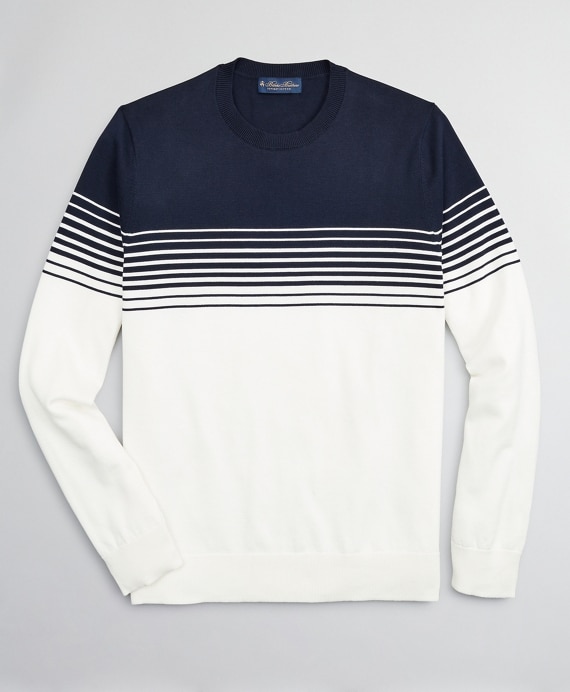 Nautical Stripe Supima&reg; Crewneck Sweater - Brooks Brothers Outlet