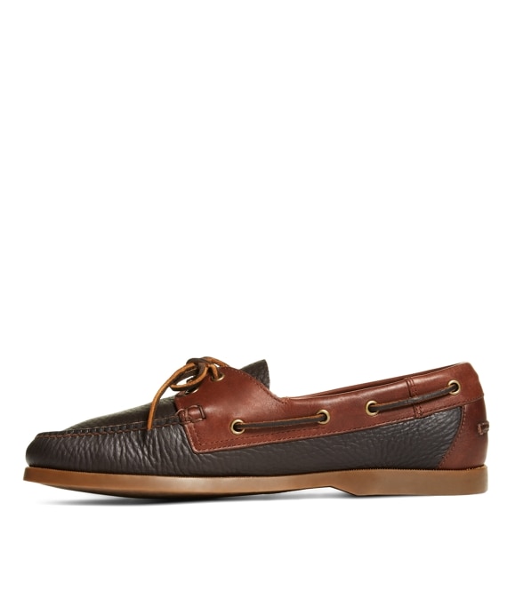 Contrasting Leather Boat Shoes - Brooks Brothers Outlet