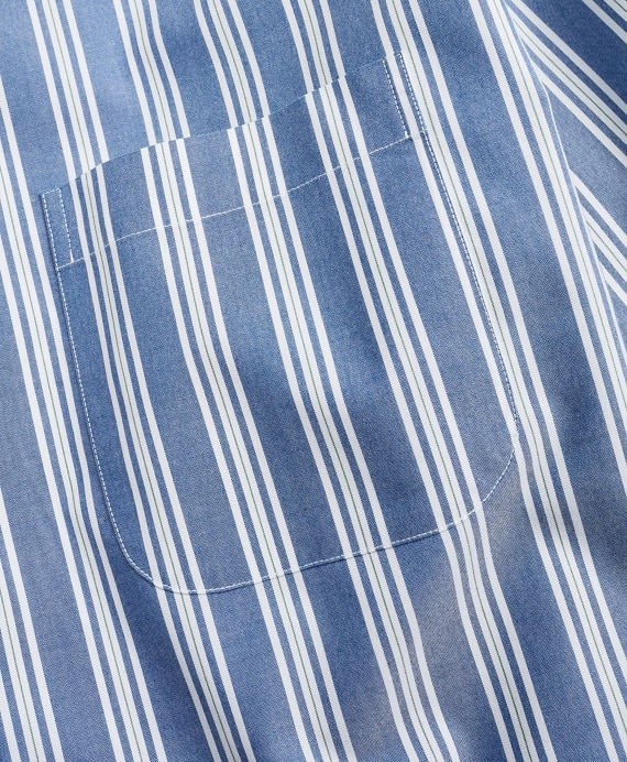 Stretch Milano Slim-Fit Sport Shirt, Non-Iron Awning Stripe - Brooks Brothers Outlet