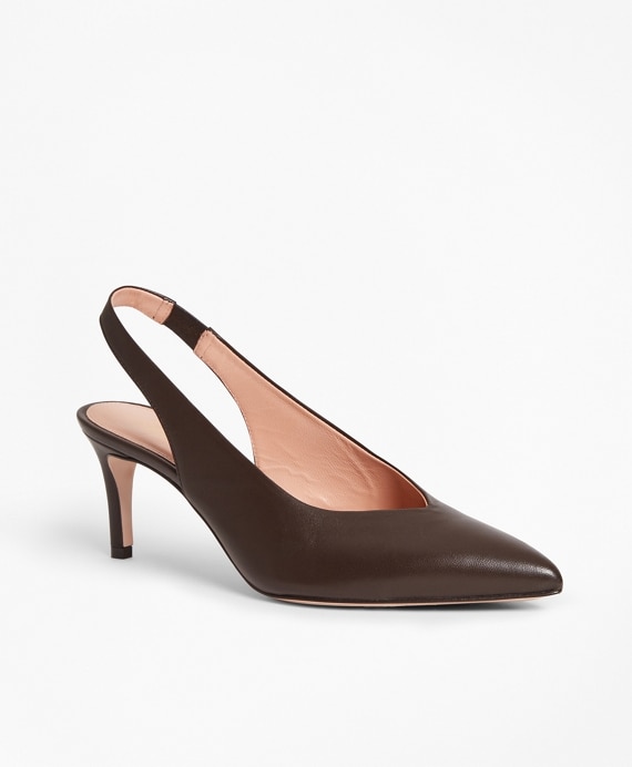 Leather Sling-Back Pumps - Brooks Brothers Outlet