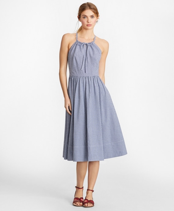 Gingham Seersucker Dress - Brooks Brothers Outlet