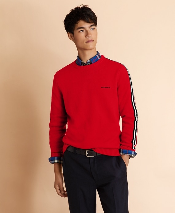 Striped Sleeve Crewneck Sweater - Brooks Brothers Outlet