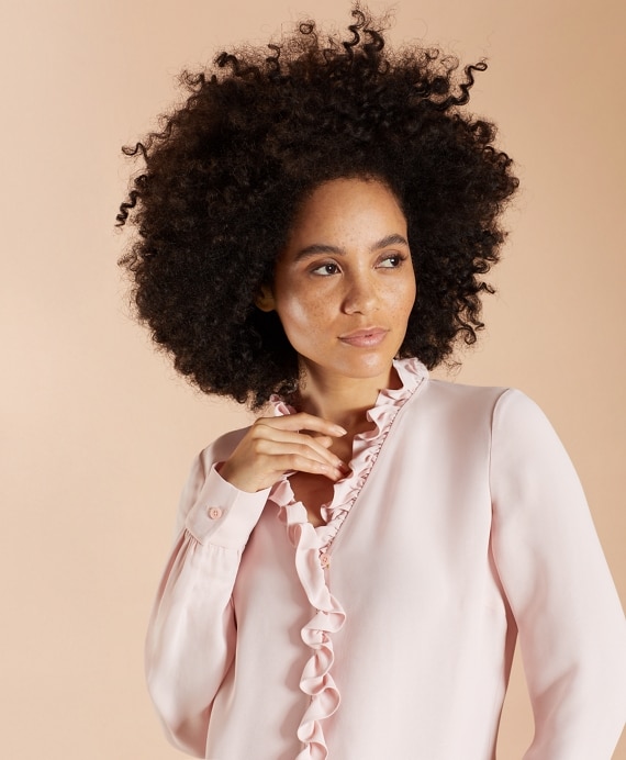 Ruffled Crepe Blouse - Brooks Brothers Outlet