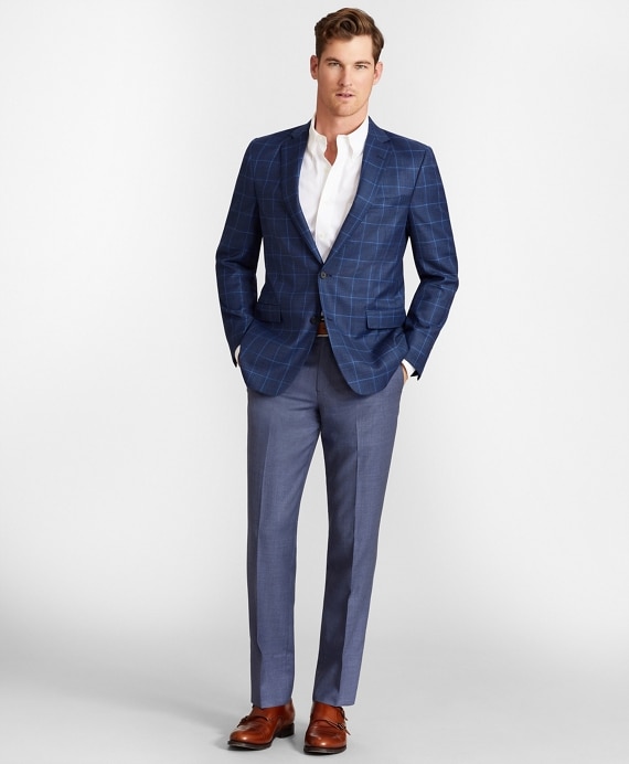 Regent Fit Hopsack Windowpane Sport Coat - Brooks Brothers Outlet