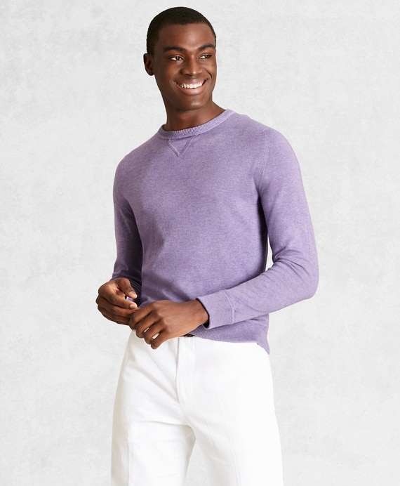 Golden Fleece&reg; 3-D Knit Cotton-Cashmere-Silk Crewneck Sweater - Brooks Brothers Outlet