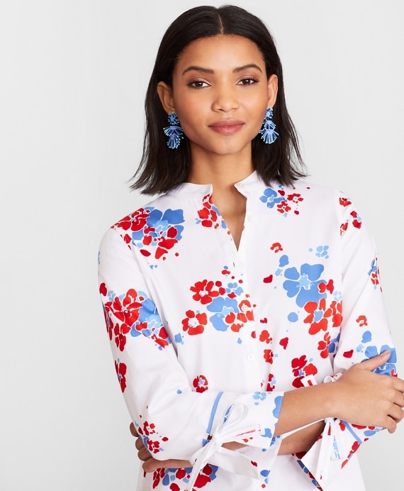 Floral-Print Supima&reg; Cotton Sateen Tunic - Brooks Brothers Outlet