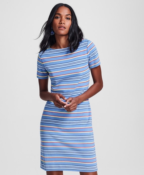 Striped Supima&reg; Cotton Interlock Jersey Dress - Brooks Brothers Outlet