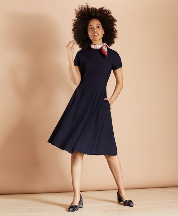 Wool-Blend Twill A-Line Dress - Brooks Brothers Outlet