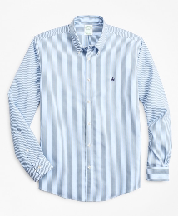 Stretch Milano Slim-Fit Sport Shirt, Non-Iron Stripe - Brooks Brothers Factory Outlet