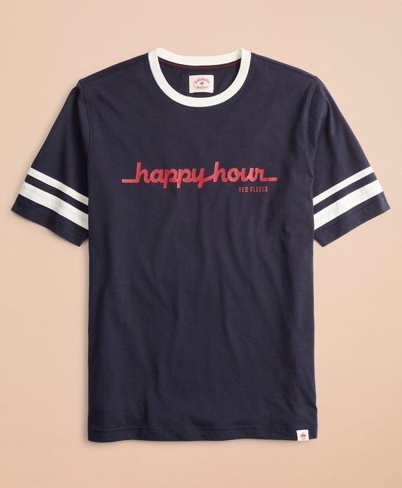Happy Hour Graphic Ringer T-Shirt - Brooks Brothers Outlet