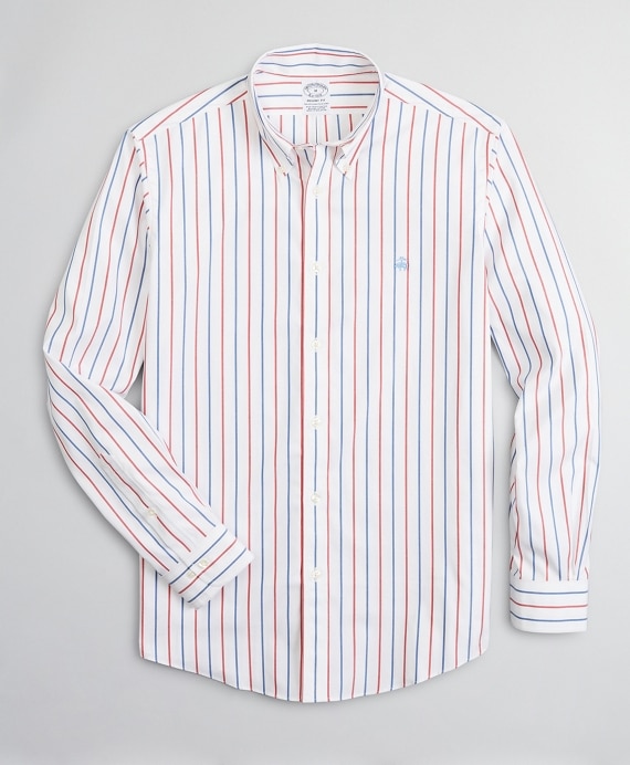 Stretch Regent Fitted Sport Shirt, Non-Iron Stripe - Brooks Brothers Outlet