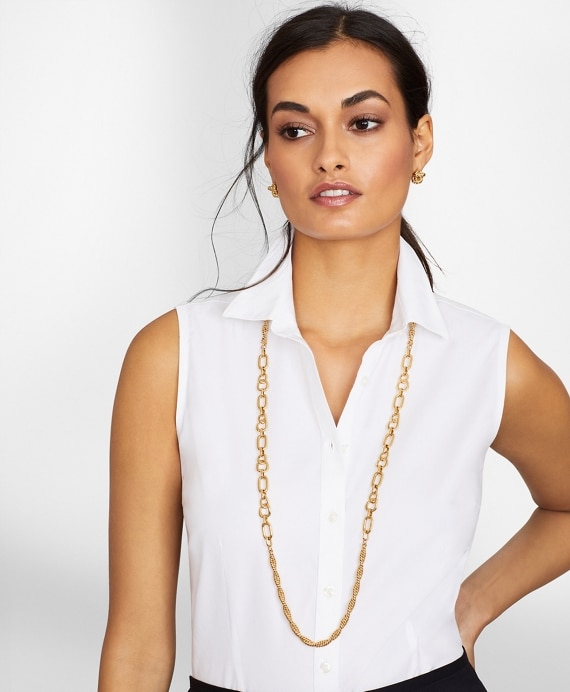 Non-Iron Stretch Supima&reg; Cotton Fitted Sleeveless Dress Shirt - Brooks Brothers Outlet