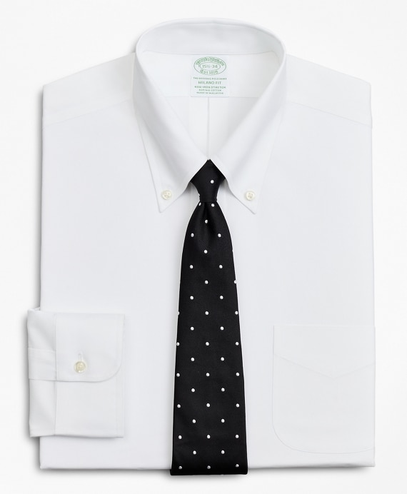 Stretch Milano Slim-Fit Dress Shirt, Non-Iron Poplin Button-Down Collar - Brooks Brothers Outlet
