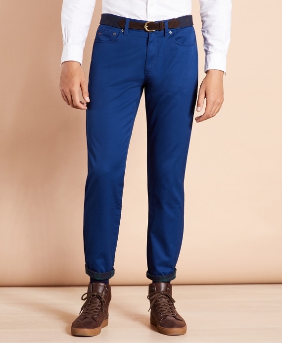 Five-Pocket Flannel-Lined Chinos - Brooks Brothers Outlet