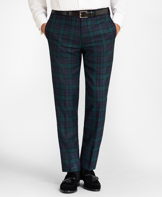Madison Fit Black Watch Wool Trousers - Brooks Brothers Outlet