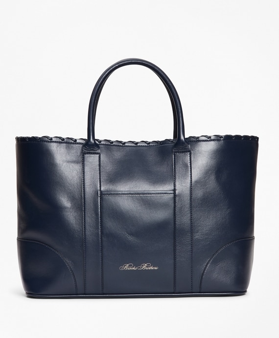 Logo-Embossed Leather Tote Bag - Brooks Brothers Factory Outlet