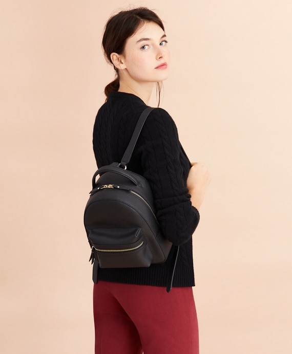 Pebbled Leather Backpack - Brooks Brothers Outlet