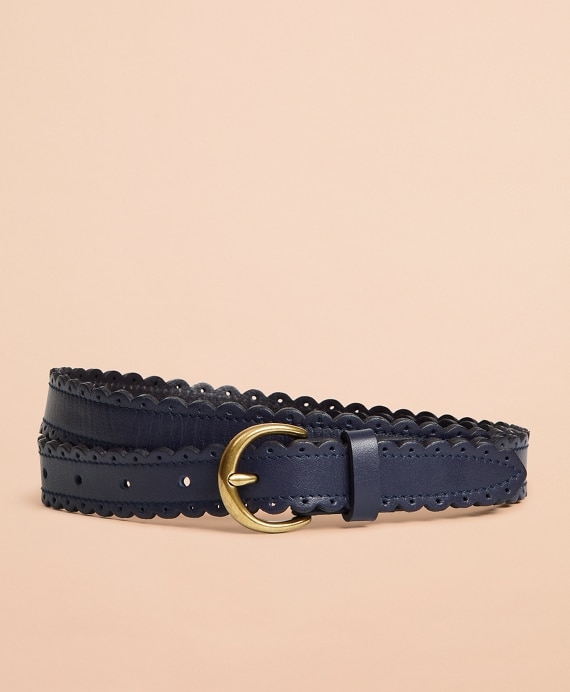 Scalloped Leather Belt - Brooks Brothers Factory Outlet