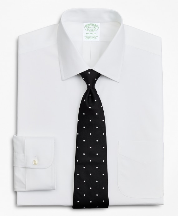Stretch Milano Slim-Fit Dress Shirt, Non-Iron Poplin Ainsley Collar - Brooks Brothers Outlet