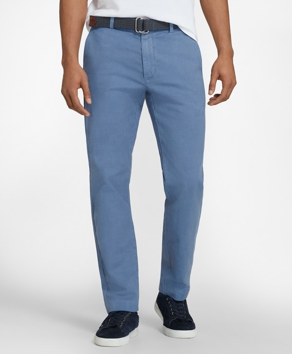 Garment-Dyed Cotton-Linen Stretch Chinos - Brooks Brothers Outlet