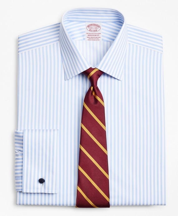 Stretch Madison Classic-Fit Dress Shirt, Non-Iron Twill Ainsley Collar French Cuff Bold Stripe - Brooks Brothers Outlet