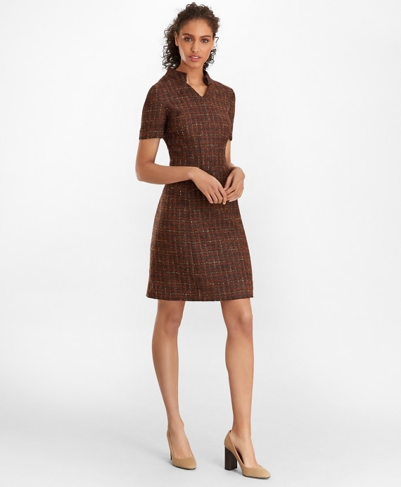 Checked Boucle Tweed Dress - Brooks Brothers Outlet