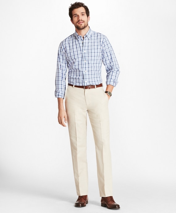 Clark Fit Linen and Cotton Chino Pants - Brooks Brothers Outlet