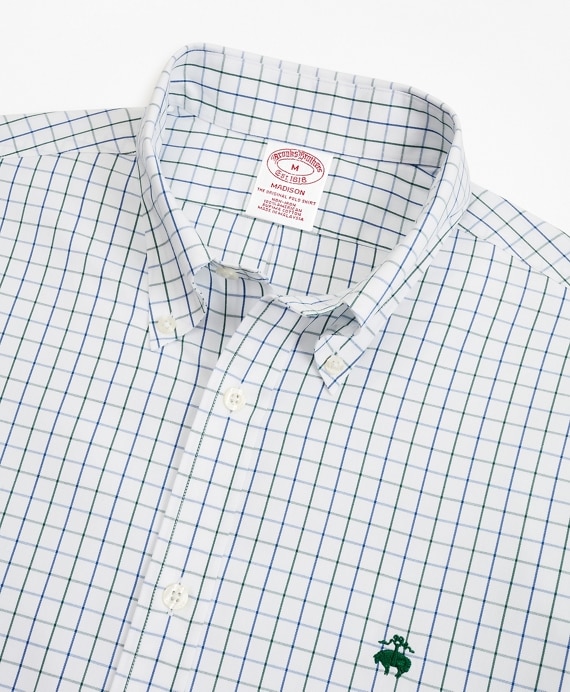 Stretch Madison Classic-Fit Sport Shirt, Non-Iron Windowpane - Brooks Brothers Outlet